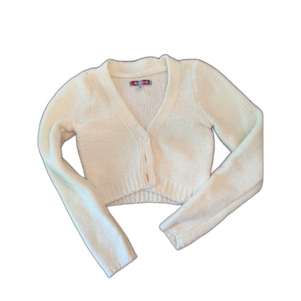 Urban Outfitters Fuzzy Cropped Cardigan Cream Chenille Sweater XS